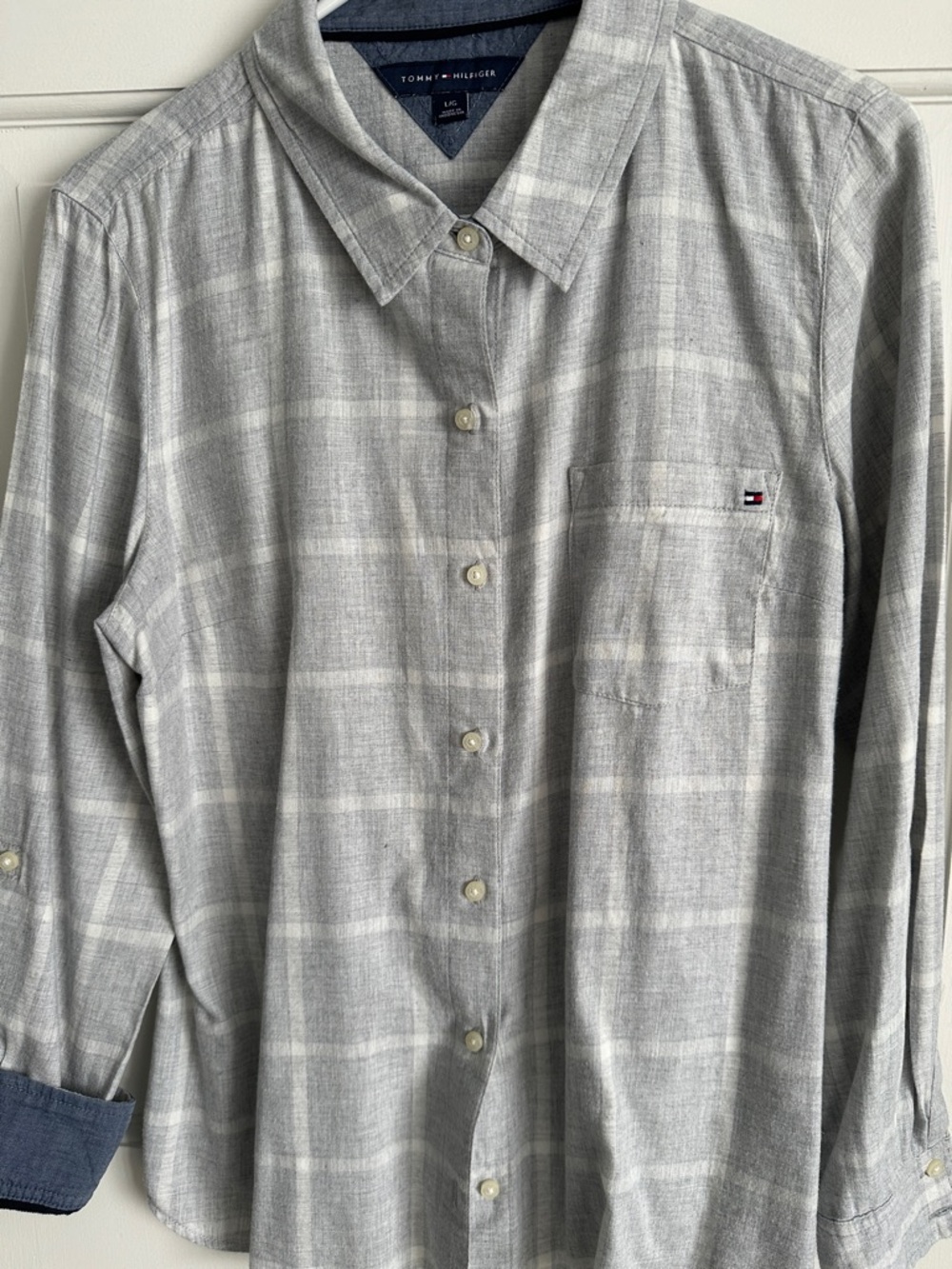 Tommy Hilfiger Light Gray Plaid Button-Down Shirt